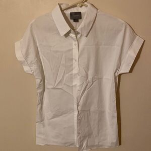 August 1 eight button down shirt sleeve white blouse